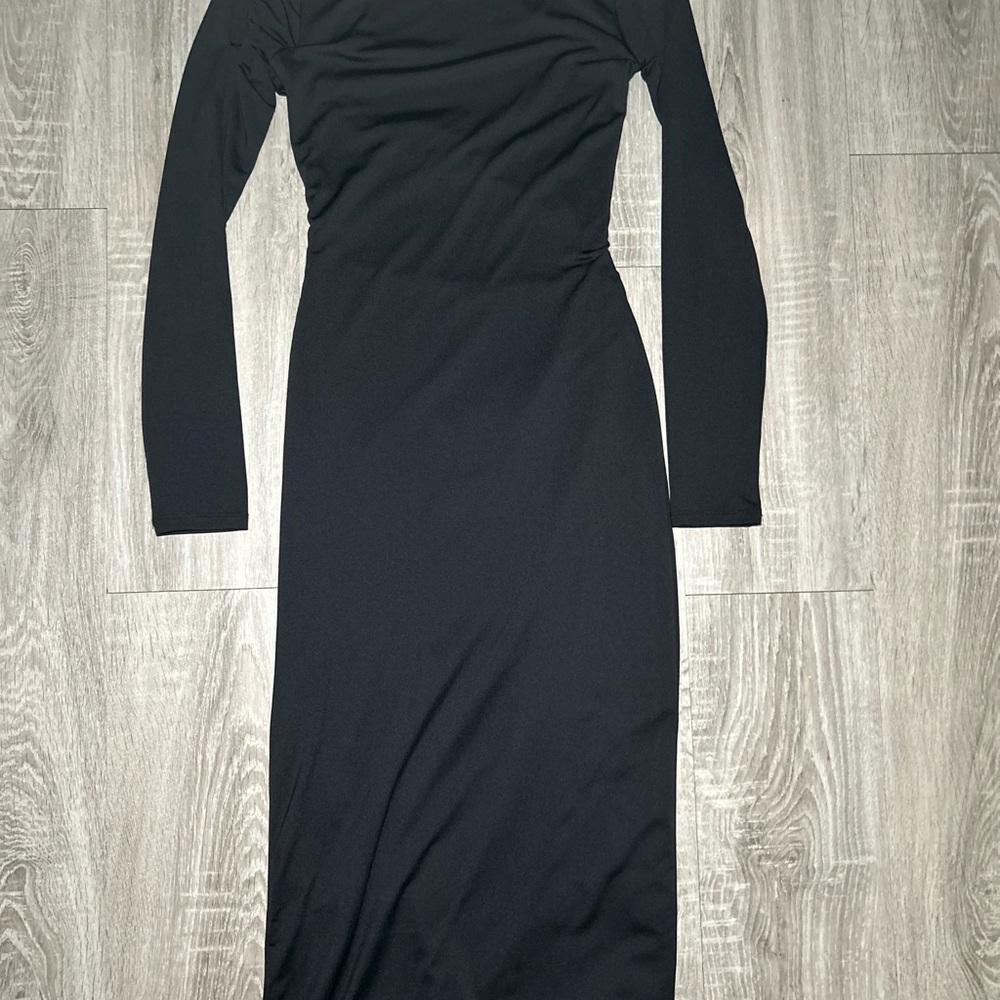 Forever 21 Black Asymmetrical Long Sleeve Dress